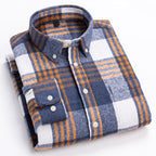 Kyler - Men's Button-Down Plaid Shirt with Brushed Finish