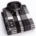 Kyler - Men's Button-Down Plaid Shirt with Brushed Finish