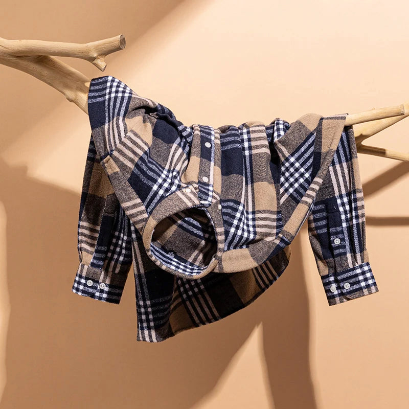 Kyler - Men's Button-Down Plaid Shirt with Brushed Finish