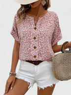 Lara - Women's Button-Front Floral Top