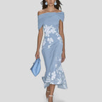 Laura - Women's Off-Shoulder Floral Dress with Asymmetrical Hem