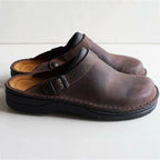 Layla - Women's Buckle-Strap Leather Clogs