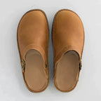Layla - Women's Buckle-Strap Leather Clogs