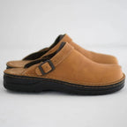 Layla - Women's Buckle-Strap Leather Clogs