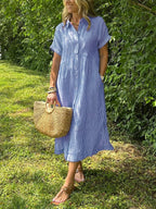 Leah - Women's Button-Front Striped Dress