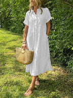 Leah - Women's Button-Front Striped Dress