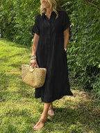 Leah - Women's Button-Front Striped Dress