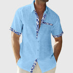 Leandro - Men's Floral-Trim Button-Front Shirt
