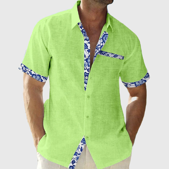 Leandro - Men's Floral-Trim Button-Front Shirt
