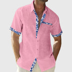 Leandro - Men's Floral-Trim Button-Front Shirt