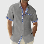 Leandro - Men's Floral-Trim Button-Front Shirt