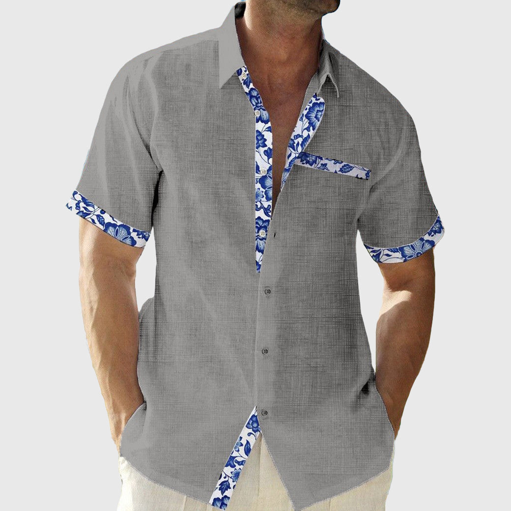 Leandro - Men's Floral-Trim Button-Front Shirt
