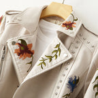 Lenore - Women's Studded Embroidered Moto Jacket