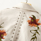 Lenore - Women's Studded Embroidered Moto Jacket