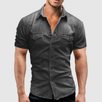 Leon - Men's Button-Front Short Sleeve Denim Shirt