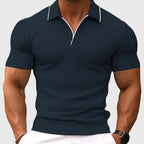 Leonel - Men's Textured Polo Shirt with Contrast Collar Trim