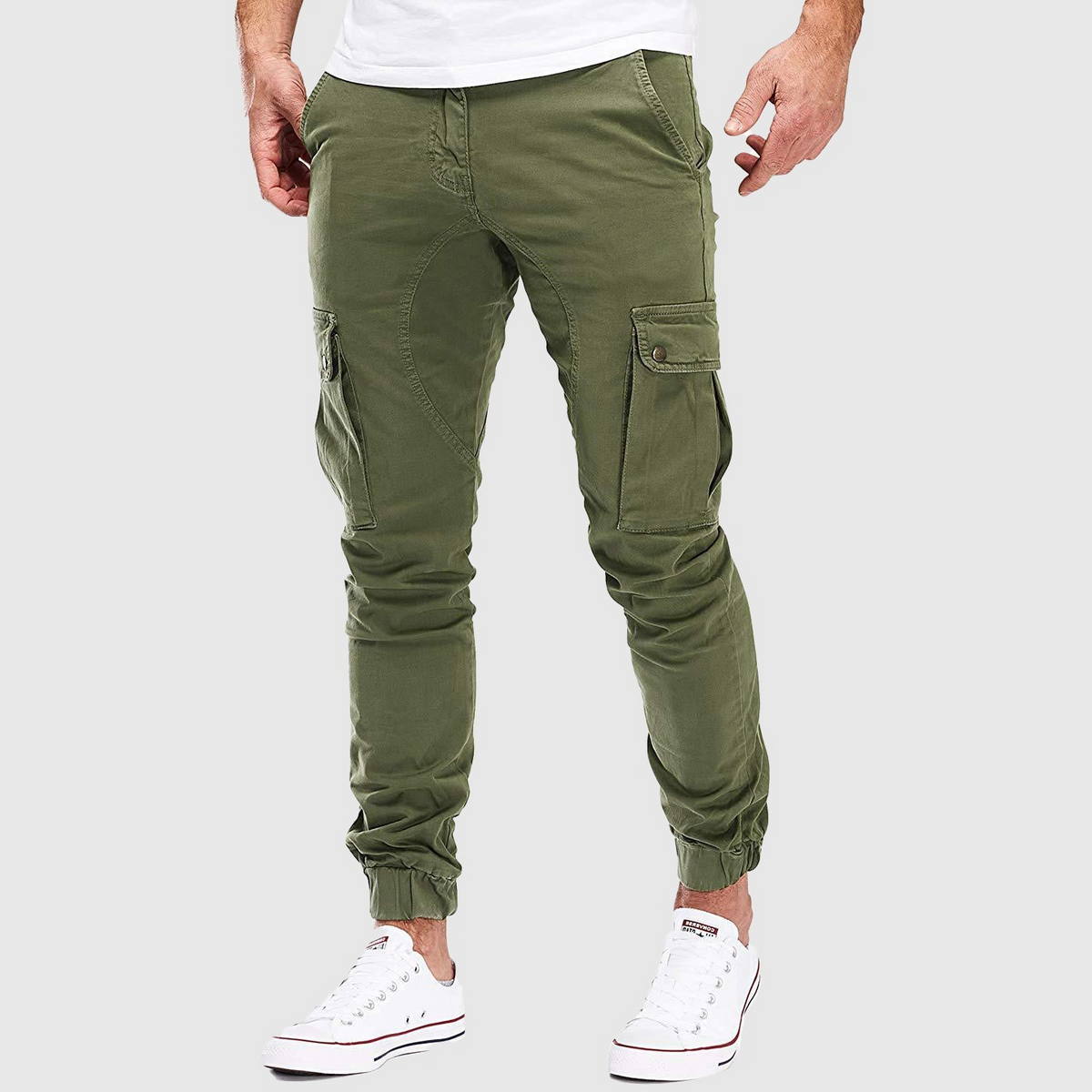Lincoln - Men's Tapered Cargo Joggers with Drawstring Cuff