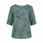 Liora - Women's Leaf-Print Blouse with Button Placket