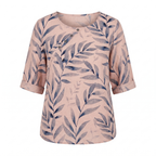 Liora - Women's Leaf-Print Blouse with Button Placket