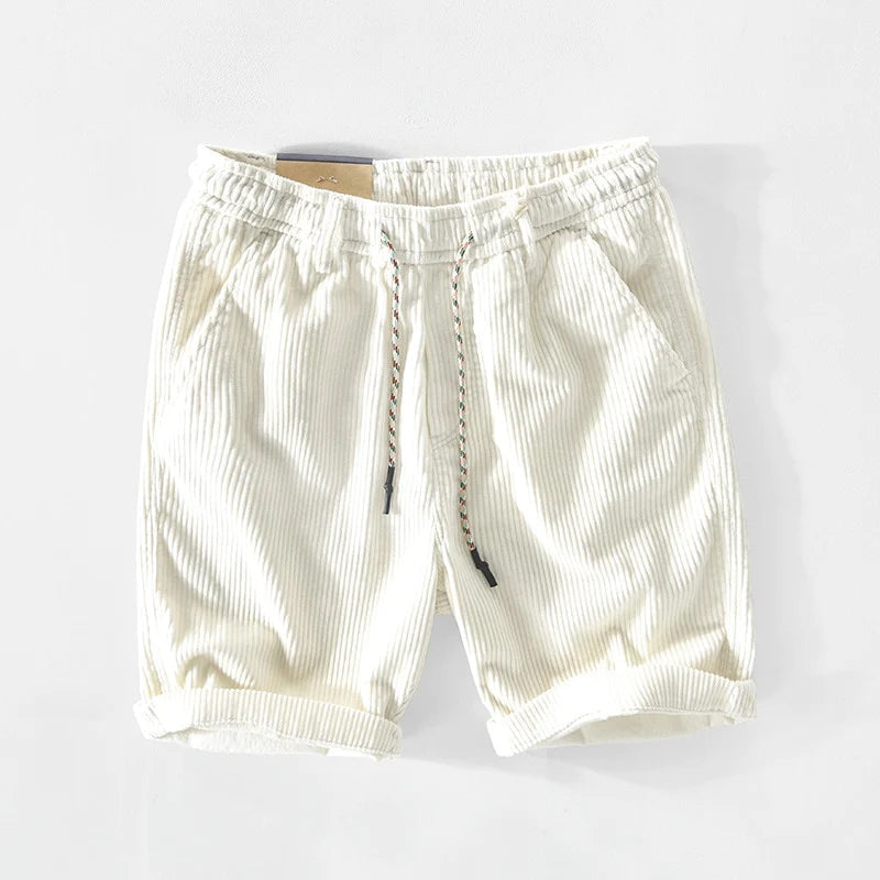 Lorenzo - Men's Ribbed Corduroy Drawstring Shorts