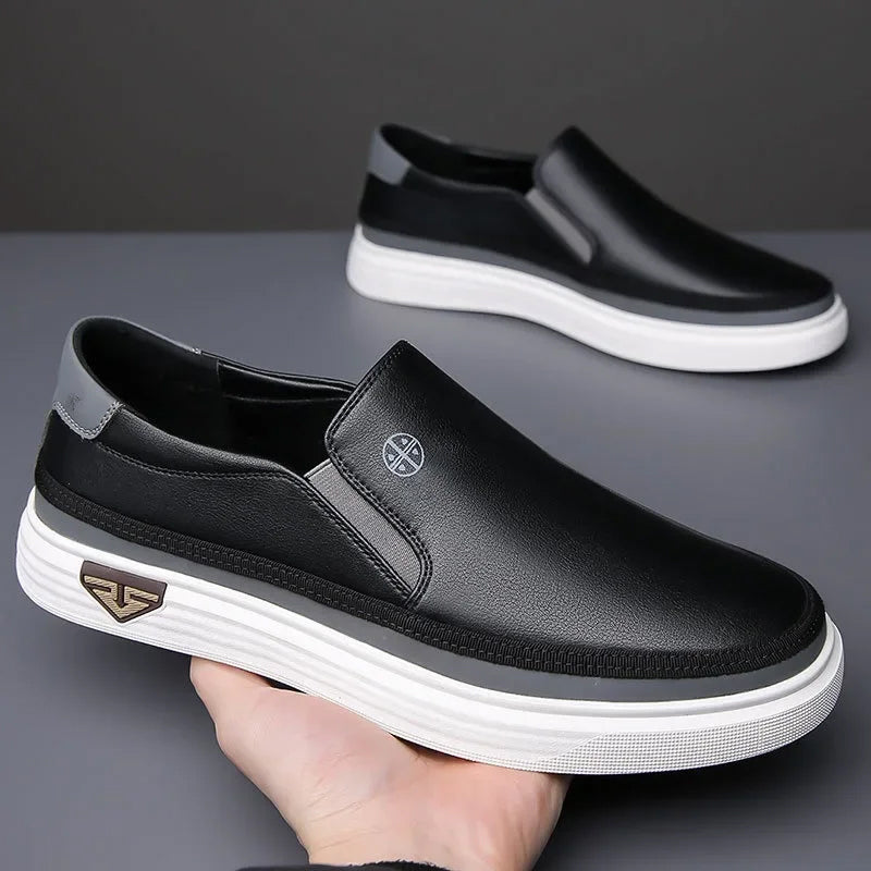 Lorenzo - Men's Slip-On Shoes with Contrast Sole