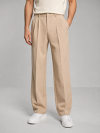 Luke - Men's Tailored Straight-Leg Trousers with Front Pleats