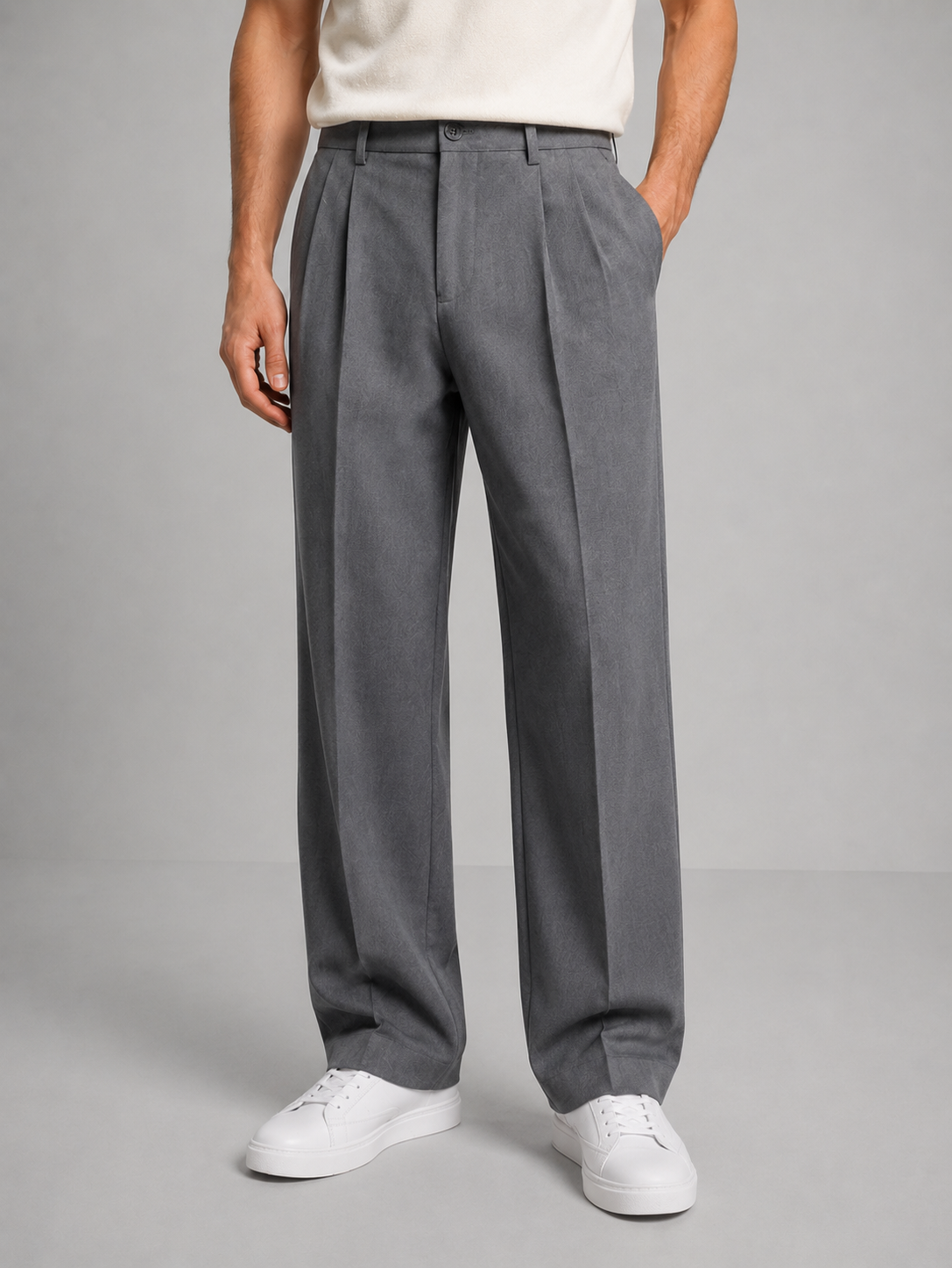 Luke - Men's Tailored Straight-Leg Trousers with Front Pleats