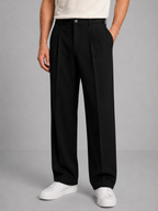 Luke - Men's Tailored Straight-Leg Trousers with Front Pleats
