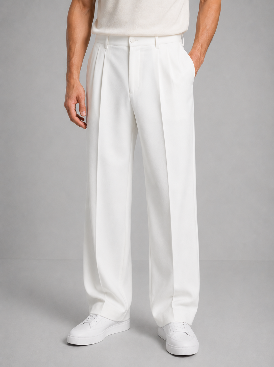 Luke - Men's Tailored Straight-Leg Trousers with Front Pleats