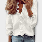 Luna - Women's Ruffle-Front Button Blouse