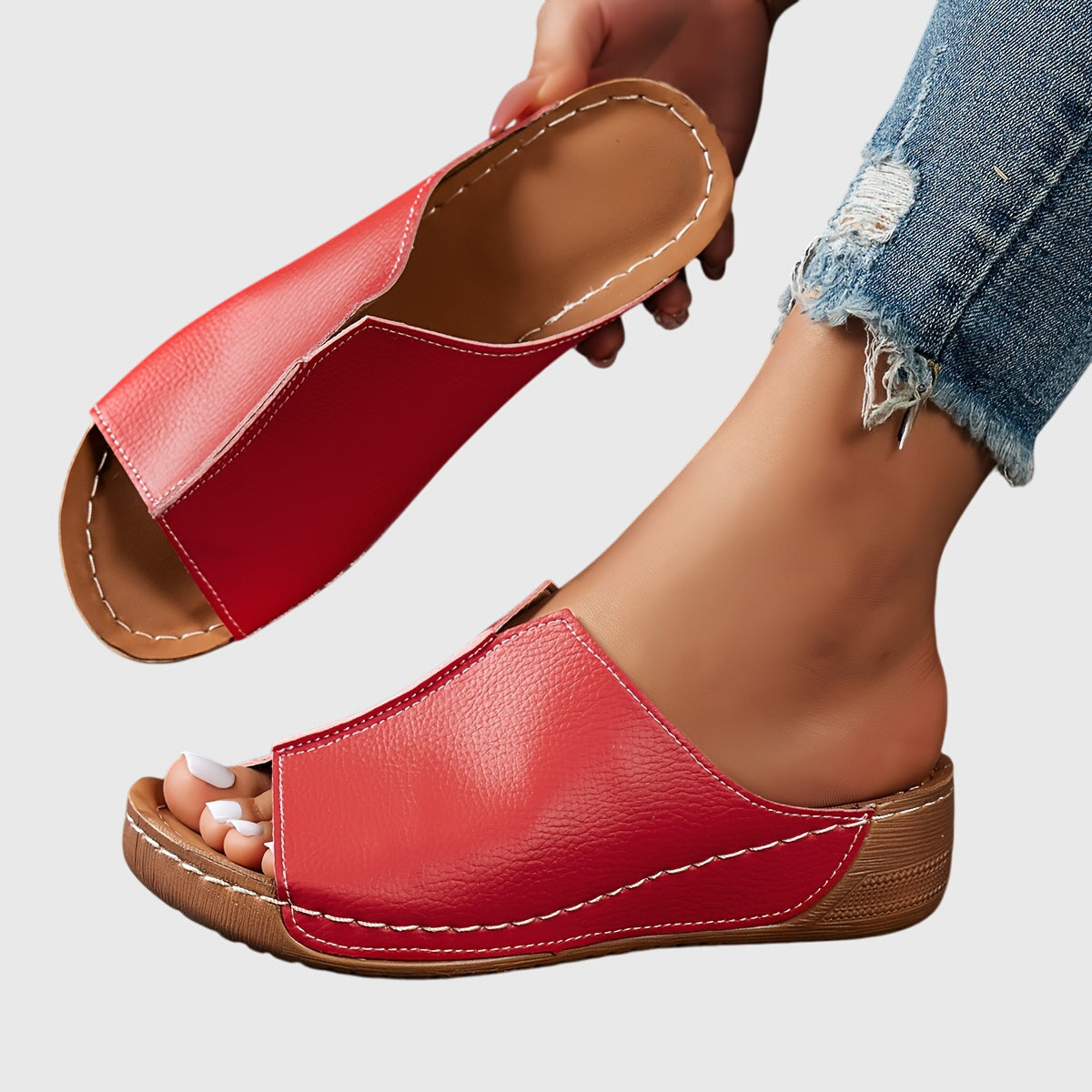 Lydia - Women's Leather Platform Sandals