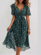 Maila - Women's Floral Wrap Dress with Flutter Sleeves