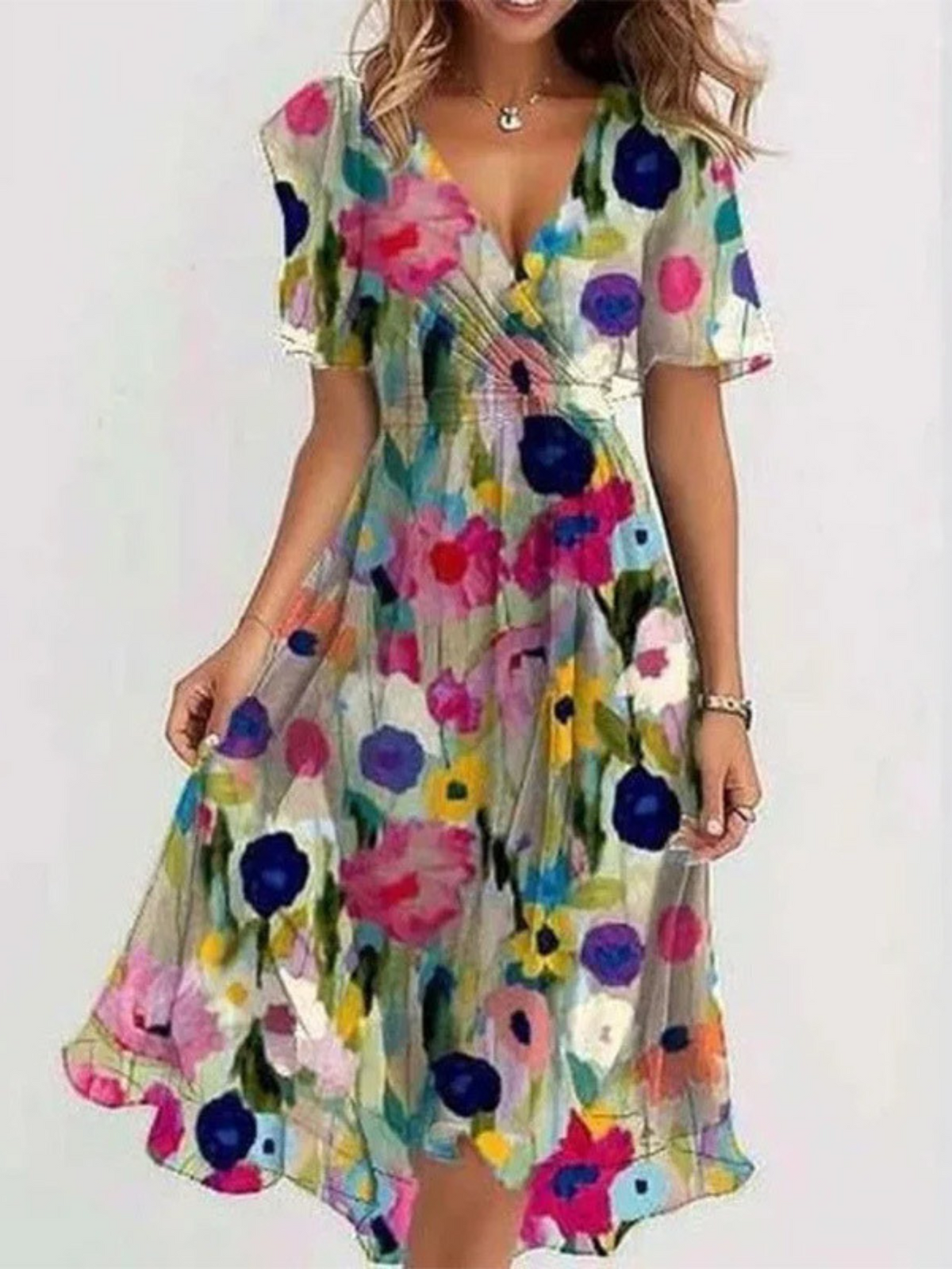 Maila - Women's Floral Wrap Dress with Flutter Sleeves