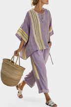 Marcella - Women's Oversized Linen Top & Cropped Pants Set
