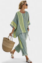 Marcella - Women's Oversized Linen Top & Cropped Pants Set