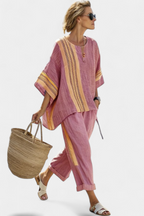 Marcella - Women's Oversized Linen Top & Cropped Pants Set