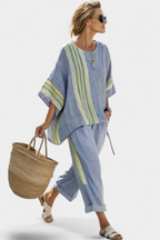 Marcella - Women's Oversized Linen Top & Cropped Pants Set