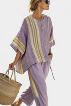Marcella - Women's Oversized Linen Top & Cropped Pants Set