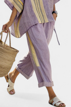 Marcella - Women's Oversized Linen Top & Cropped Pants Set
