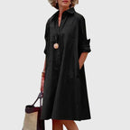 Marga - Women's Button-Front A-Line Shirt Dress