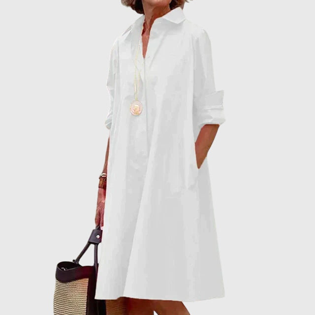 Marga - Women's Button-Front A-Line Shirt Dress