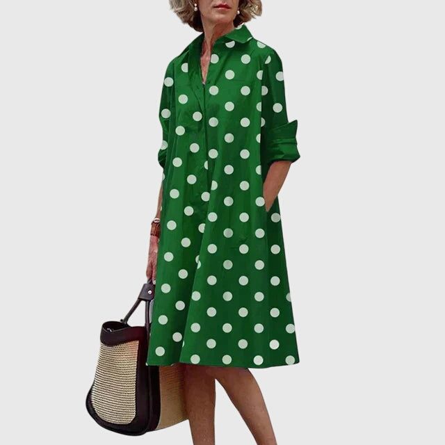 Marga - Women's Button-Front A-Line Shirt Dress