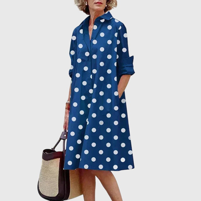 Marga - Women's Button-Front A-Line Shirt Dress