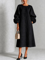 Margaret - Women's Flower-Cuff A-Line Dress
