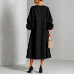 Margaret - Women's Flower-Cuff A-Line Dress