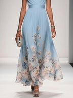 Margot - Women's Floral V-Neck Sleeveless Maxi Dress