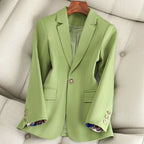 Margot - Women's Notch Lapel Blazer with Contrast Cuff Lining