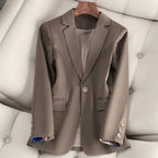 Margot - Women's Notch Lapel Blazer with Contrast Cuff Lining