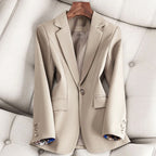 Margot - Women's Notch Lapel Blazer with Contrast Cuff Lining