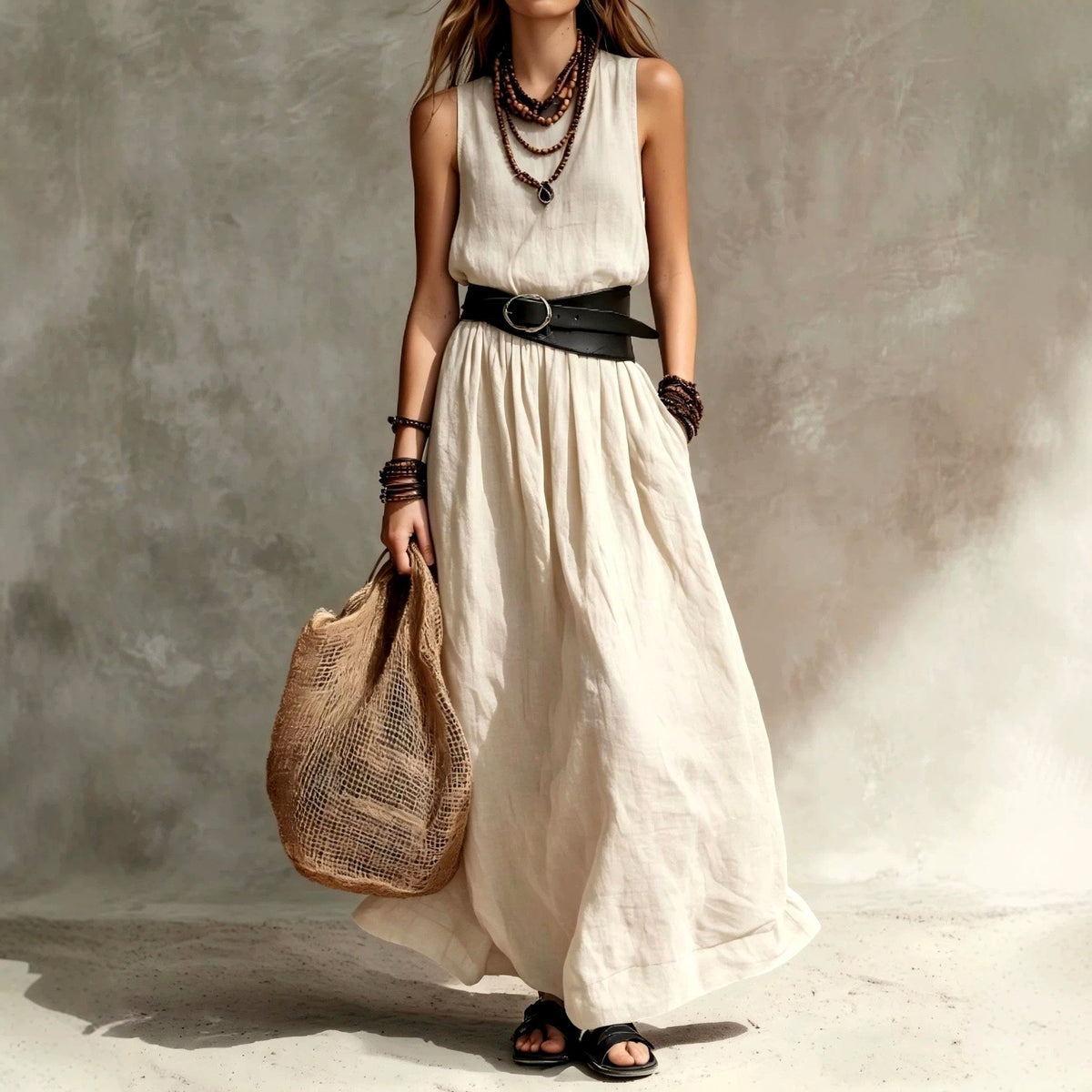 Margot - Women's V-Neck Sleeveless Dress